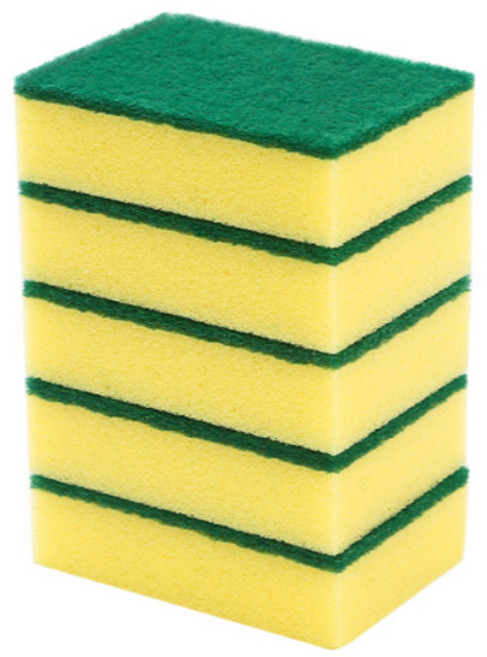 洗碗海綿 雙面清潔海綿 方形菜瓜布, 1個, B12001-菜瓜布5入