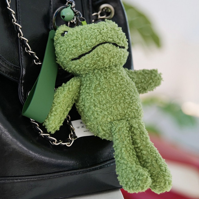 아야 (스트랩 포함) 뽀글이 대왕 개구리인형 키링 열쇠고리 키홀더 가방키링 선물 NO-12