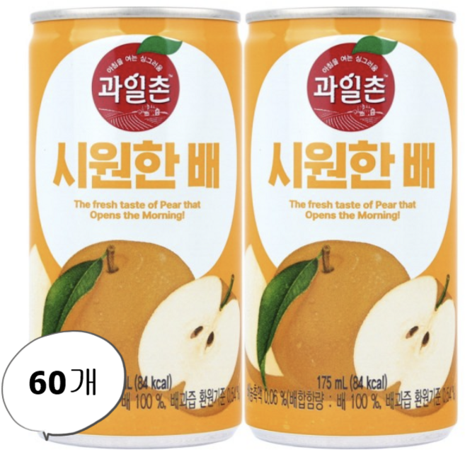 과일촌 시원한 배, 175ml, 60개
