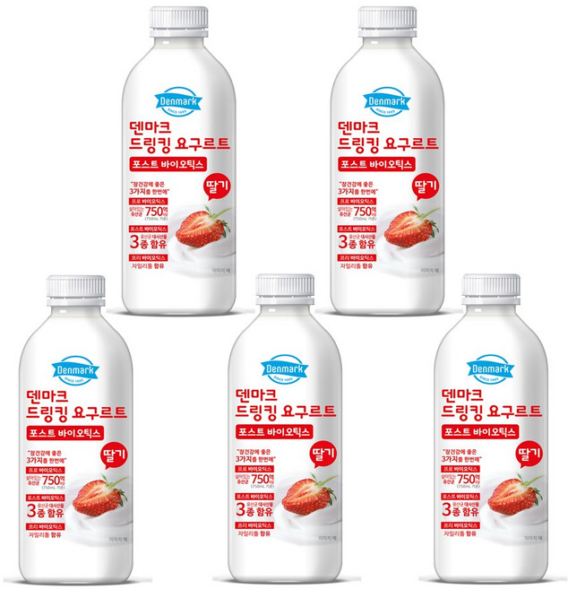 덴마크 드링킹요구르트 딸기 750mLx5병/대용량/무배, 5개, 750ml