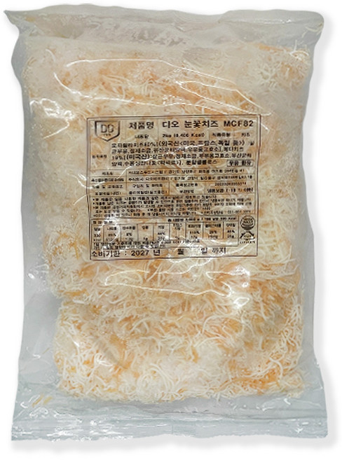 디오 MCF82 오리지널 엔젤헤어 눈꽃치즈 피자치즈 (모짜8/체다2) 2kg 냉동, 1개