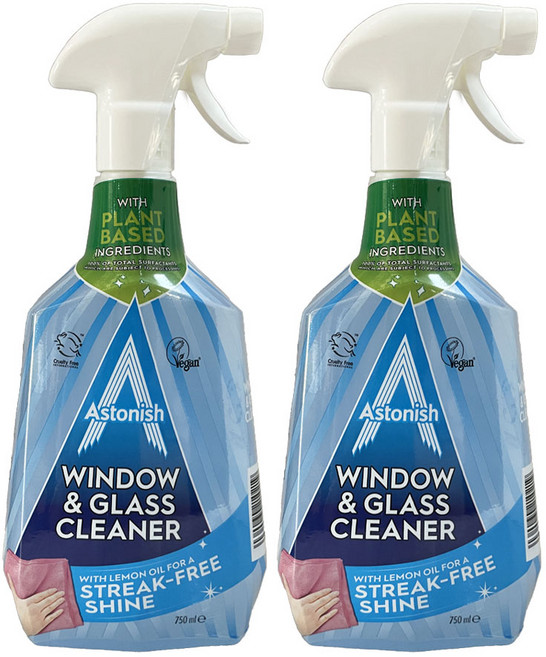 아스토니쉬 윈도우클리너 유리 창문 닦이 얼룩 제거제 750ml 2개