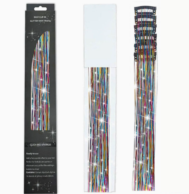 더퍼몰 컬러 헤어피스 똑딱이 붙임머리 가발 비비드 브릿지 포인트 1BOX(6개입), 1개, 레인보우 3컬러