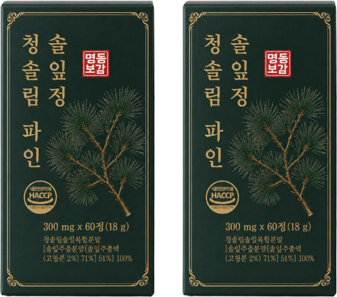 명동보감 청솔림 파인 솔잎 추출물 정 100%, 2개, 60정