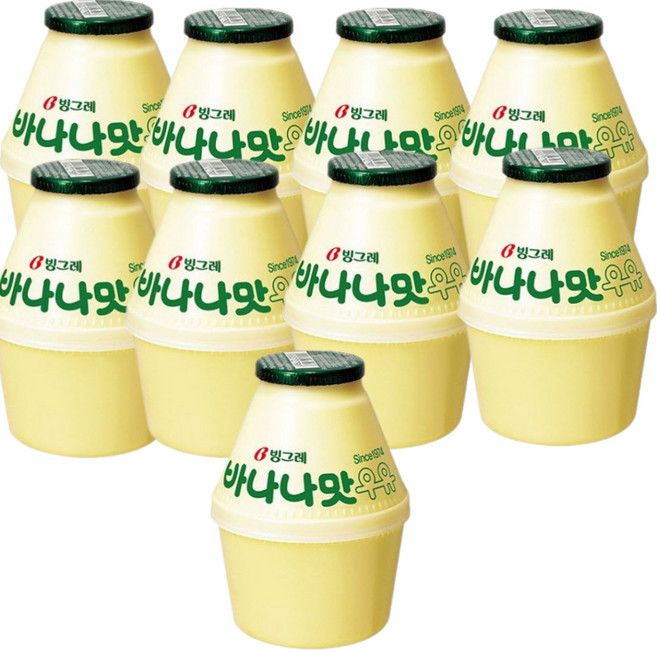 (냉장우유)빙그레 단지 바나나맛우유, 바나나우유, 9개, 240ml