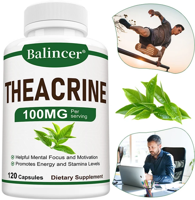 테아크린(Teacrine) 보충제 - 에너지 집중력 지구력 증진 보충제 100mg- Non-GMO 글루텐 프리, 2개, 120회분 - 쿠팡