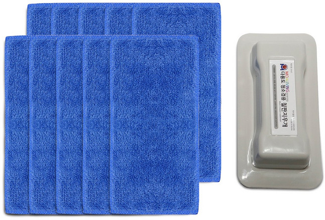 모아리빙 칠판지우개 본체 +극세사 지우개 리필패드 10매 SET, 칠판지우개 본체+워터초크용(블루)10P