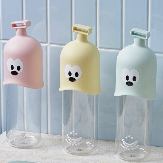 미셀즈픽 휴대용 귀여운 양치컵 캐릭터 치솔 치약 보관 케이스, 민트, 1개