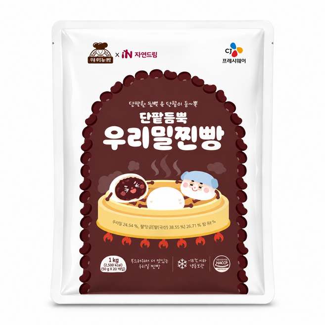 아이누리X자연드림 단팥듬뿍 우리밀찐빵, 1개, 1kg
