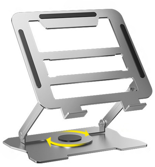 호밍사이 360도 회전 노트북 거치대 높이 각도 조절 접이식 미끄럼 방지 탄소강/메탈 알루미늄 휴대용 쿨링 컴퓨터 스탠드 맥북 태블릿 받침대, 1개, 실버