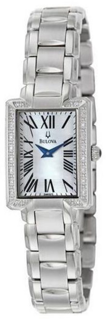 [Bulova] 부로바 다이아몬드 96R160 여성용 사각 포인트 드레스 모더 오브 펄 시계