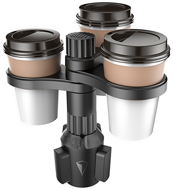 와이피 차량용 음료거치대 커피컵홀더 3컵 수납 회전형 차량 컵홀더, 블랙, 1세트