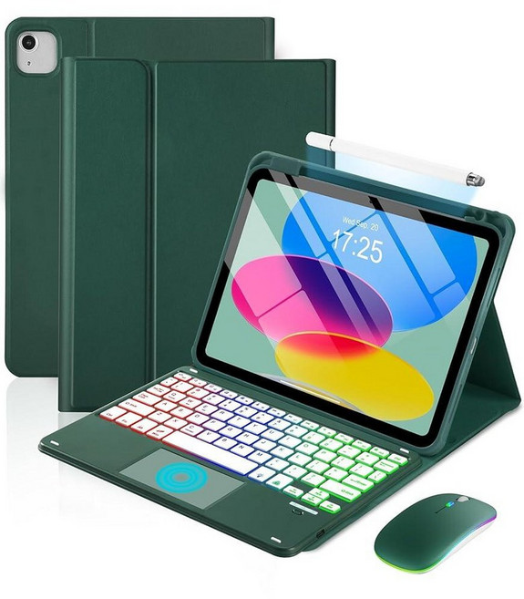 MePadKey Touchpad Keyboard Case for iPad A16 11th/10th Generation/Air 11 inch M4 M3 M2/Air 5th 4th, Dark Green