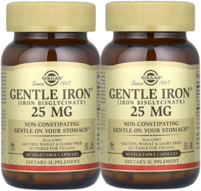 솔가 젠틀 철분 25mg 베지터블 캡슐, 90정, 2개 - 쿠팡