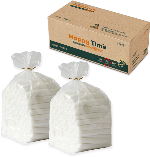 해피타임 80g 1000매 덕용물티슈 물수건 업소용물티슈, 100g, 1개