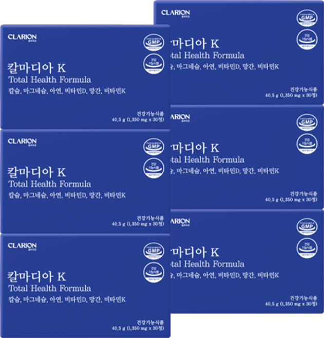클라리온 칼마디아K 30정 6박스 칼슘 마그네슘 비타민D 아연 비타민K 망간, 6개