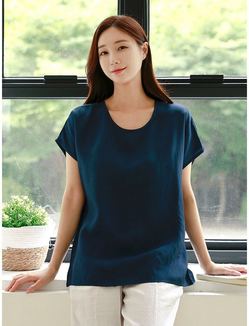 드리다 여성 여름 인견 쿨 박시 빅사이즈 반팔 블라우스 40-50대 미시 중년여성 엄마옷 선물 모임 휴가