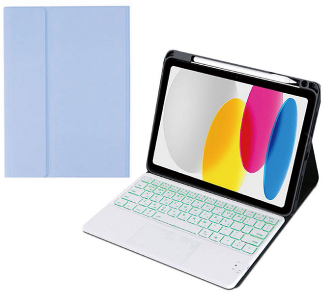 아이패드 애플펜슬 수납 led트랙패드 블루투스 키보드케이스, 라벤드