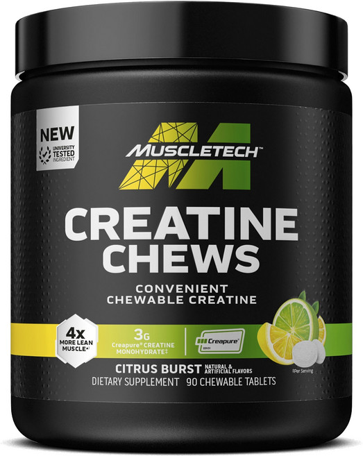 Muscletech 肌酸咀嚼片 柑橘爆發咀嚼錠, 1個, 90顆