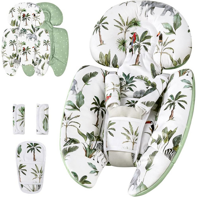 4맘 & 그라코 스윙 및 유아용 카시트와 호환되는 마마테페 인서트 신생아용 인서트 헤드 바디 서포트 쿠션 통기성 소프트 유모차 베이비 스윙 로커 배시넷 푸시체어에 적합, Green, 1개