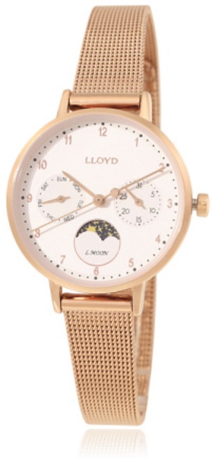 로이드 [인기상품]해와 달이 반짝이는~문페이즈 로즈골드 메쉬시계 LL2M18614CGG