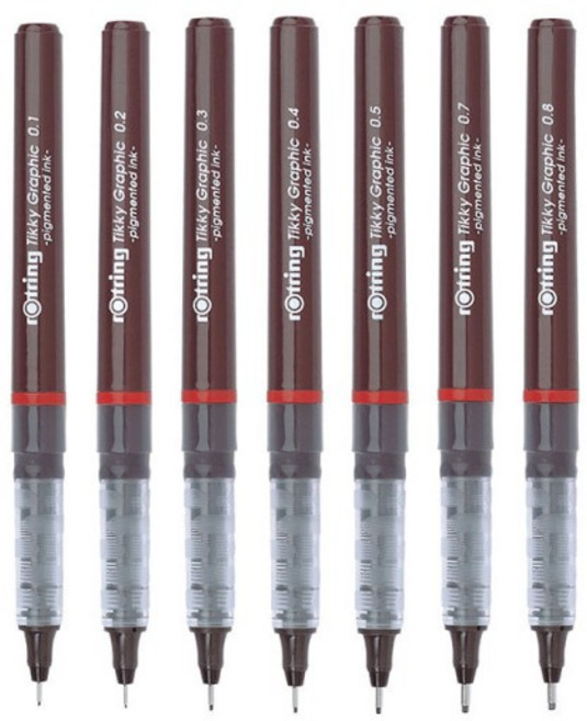 1pcs 독일 Rotring Tikky 그래픽 Fineliner Pigma Micron 파인 펜 부드러운 잉크 드로잉 스케치 라이너 미, 01 0.3mm