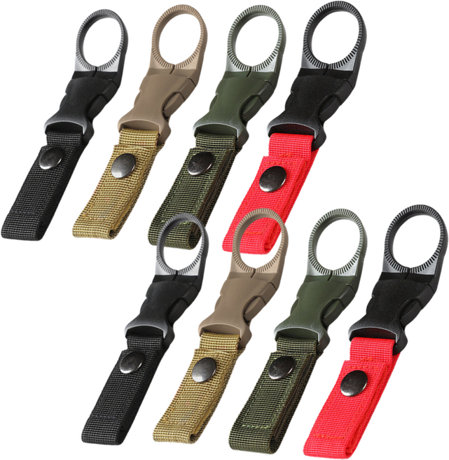 Mirsh 등산 캠핑 배낭 물병 고리 홀더 걸이 클립, 8개, 혼합색상