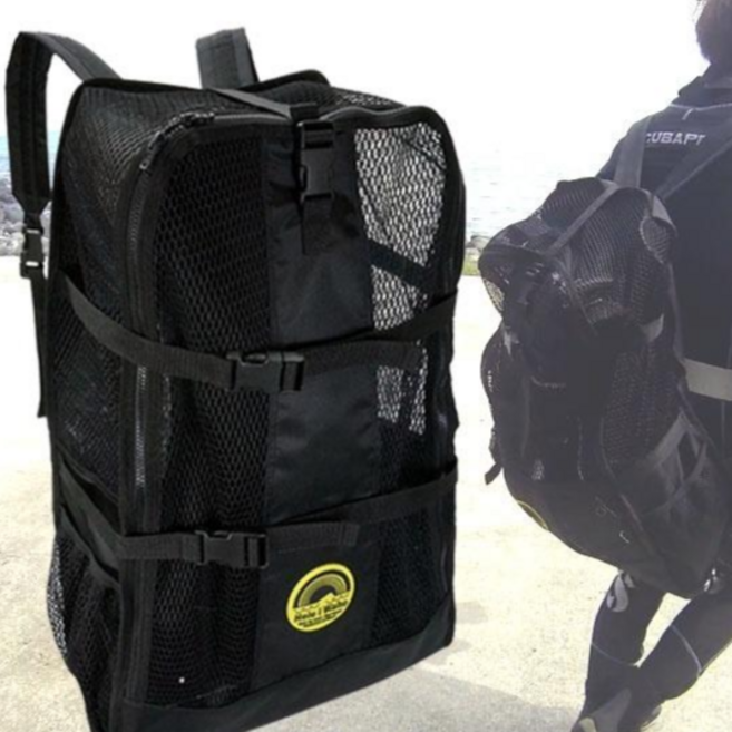 HeleiWaho 45L 潛水裝備網袋背包 黑色, 1個, ONESIZE