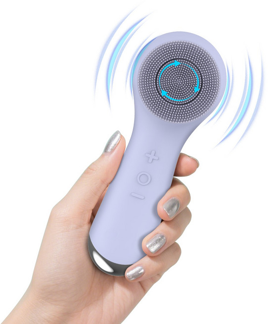 [SKP] 진동 클렌저 스마트 기억 폼 세안기/ 진동 실리콘 회전 브러시 2in1/ 전동 세안기/ 피지제거 모공 클렌져/ 얼굴클렌징 피부 관리기, 퍼플