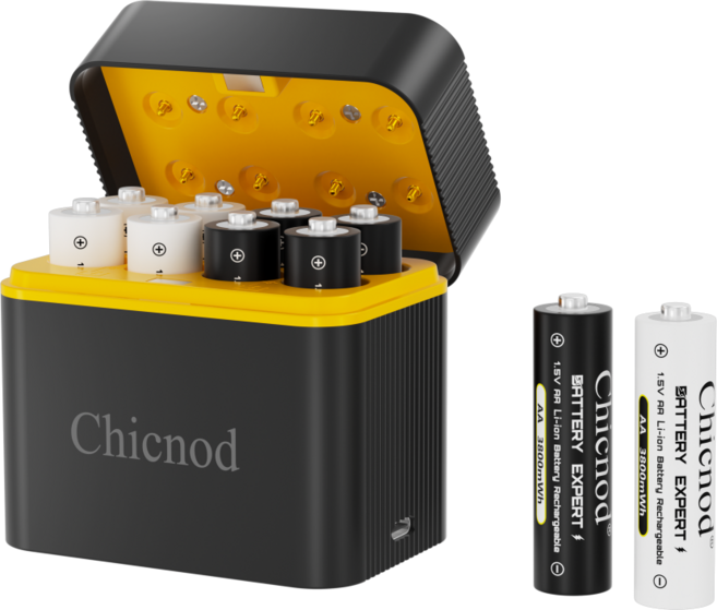 CHICNOD 스마트 건전지 충전기 케이스 8구 AAA 1110mWh 겸용 1.5V 리튬이온 충전식 배터리 CH-L810, 1개
