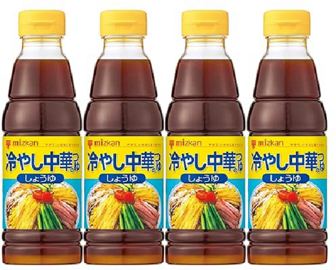 일본 미즈칸 히야시추카 히야시츄카 중화 소스 쯔유 360ml x 4 스트레이트 멘쯔유, 4개