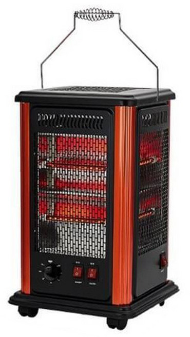 유니맥스 타이머 오방난로 5방향 개별난방 전기 히터, 블랙레드