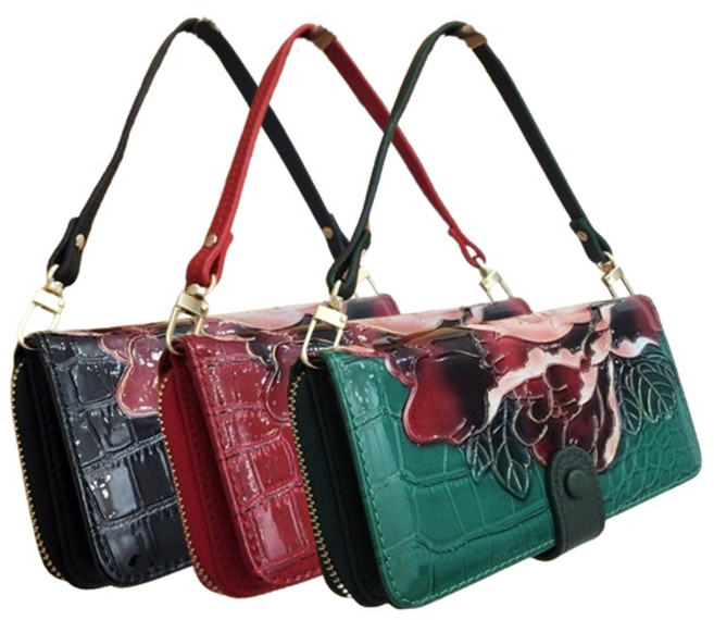 플라워 에나멜 가죽 지갑형 폰케이스 다이어리 케이스