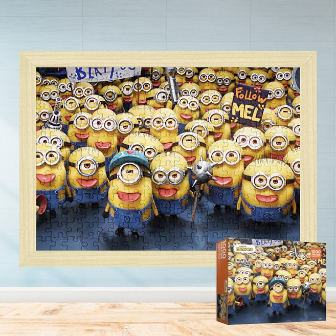 모두의취미 메롱 미니언즈 1000피스 직소퍼즐, 1개, 액자세트(우드미송)