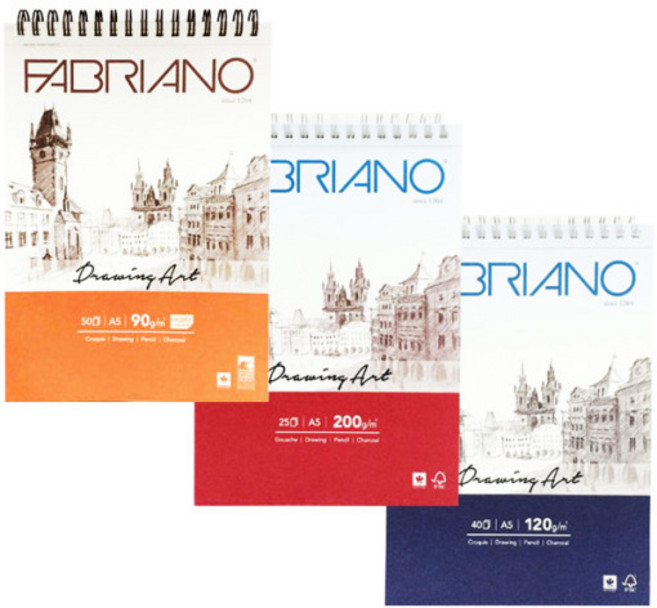 삼원 파브리아노 스케치북 크로키북 모음, ST02 (상단제본) 90g A4