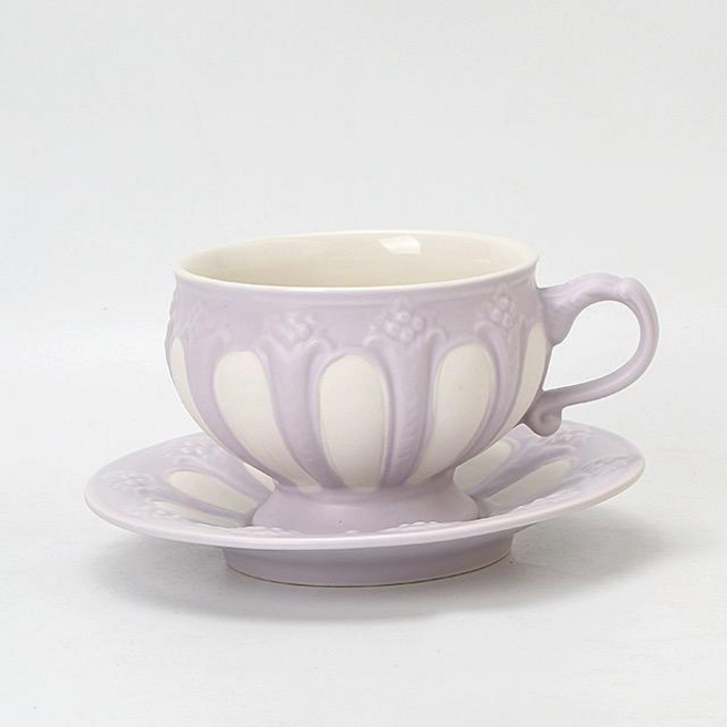 하루홈 아이리스 1인 티팟세트 엔틱 빈티지 도자기 티포트 컵앤소서, 연보라, 01 컵앤소서, 1개