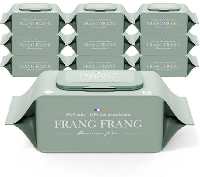 프랑프랑 플라스틱0% 써밋 저자극 아기물티슈 셀룰로오즈100% 캡형 60gsm, 60g, 80개입, 10개