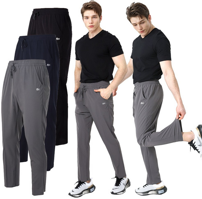 모렉스 1+1 남자 쿨 기능성 냉감 트레이닝 일자 츄리닝 바지 밴딩 팬츠 스포츠