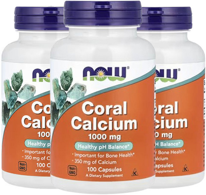 나우 푸드 산호 칼슘 350mg 100캡슐, 캡슐, 성인남녀공용, 100정, 3개