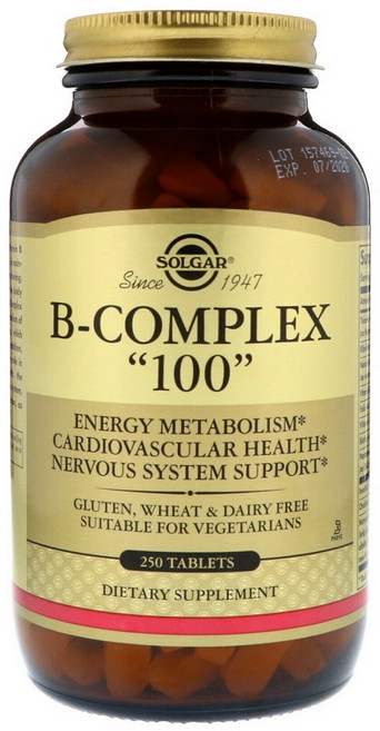 [정품 미국 배송] 솔가 비타민 B 컴플렉스 100 250정 (타블렛) Solgar B Complex, 250개, 1정