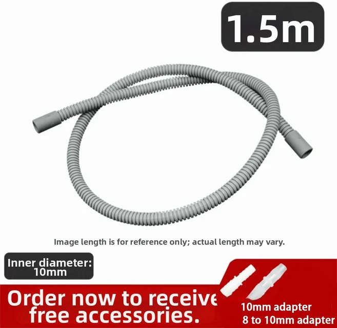 어댑터가 있는 10mm 건조기 배수구 교체용 연장 호스 미디어 하이얼 지멘스 다양한 크기, 02 1.5m