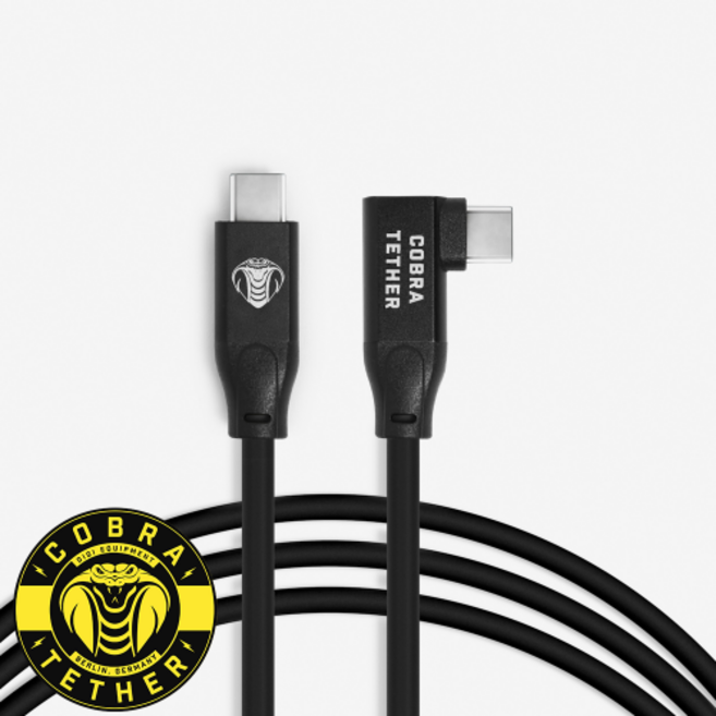 코브라 테더 USB-C to C 90도 직각 테더링 케이블 10G 속도 5M 블랙, 1개