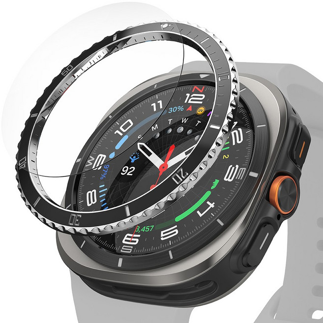 링케 갤럭시워치 울트라 링케 프리미엄 베젤 스타일링 케이스 47mm 강화유리 필름 콤보, GW7U-47-80 유광 블랙(야광 다이버), 강화유리 R10 1매 (콤보)