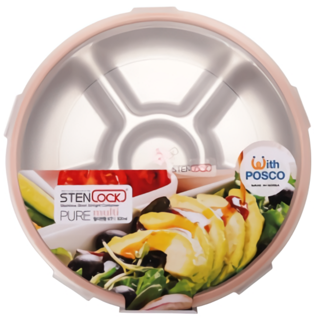 스텐락 퓨어 멀티 원형찬합 4호 나눔 반찬통 밀폐용기, 1개, 단품없음