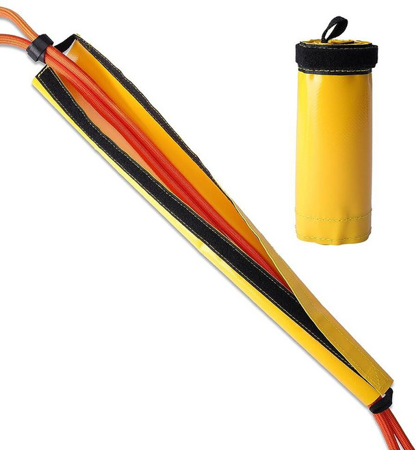 로프 프로텍터 슬리브 휴대용 마모 방지 내구성 PVC 후크 앤 루프 패스너 클로저 경량 등반 로프 프로텍터 구조 항공 작업 나무 등반 래펠링 장비 수목사 로프 가드, 옐로우