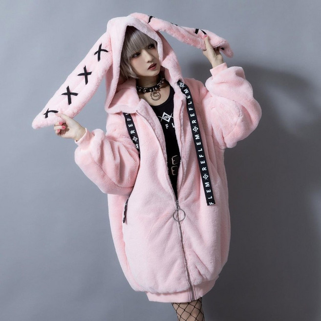 레플렘 토끼 귀 우사미미 집업 캐쥬얼 후드 토끼귀 파카