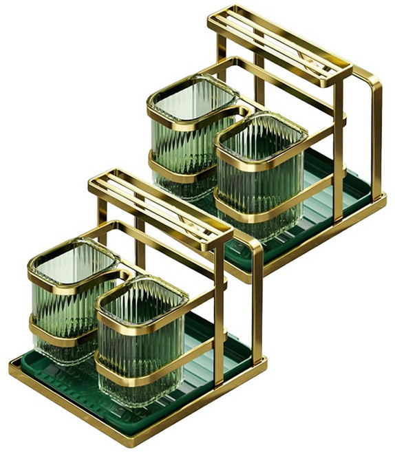 Tiger Pavilion 다기능 젓가락 통 겸용 조리도구 케이스, 골드, 2개