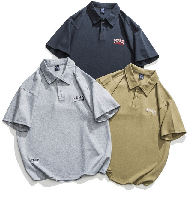 여름 남자 루즈핏 캐주얼 심플 통기 반팔 와플 반팔 골프셔츠 테니스셔츠 남