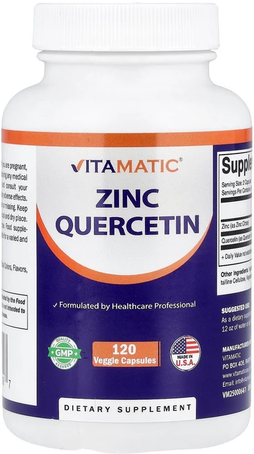 바이타매틱 Vitamatic 아연퀘르세틴 베지 캡슐 120정138293원산지:기타, 바이타매틱 Vitamatic, 아연퀘르세틴, 베지 캡슐, 1개 - 쿠팡