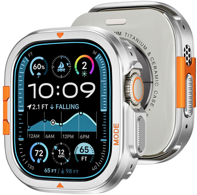 더조은셀러 스틸 핏 아연 합금 풀커버 메탈 프레임 보호 케이스 애플워치 호환, 1개, 실버